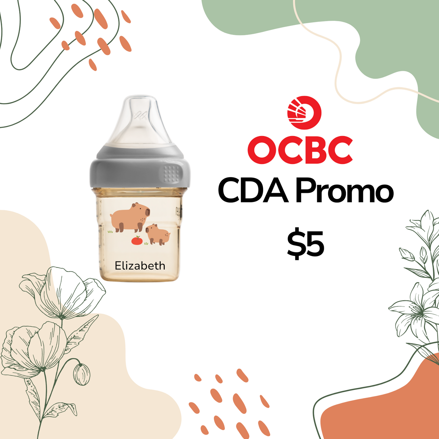 OCBC CDA Promotion - $5 Personalization for 5oz Feeding Bottle