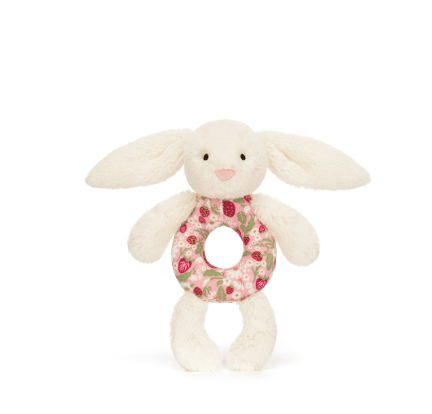 Jellycat Blossom Cream Bunny Berry Ring Rattle